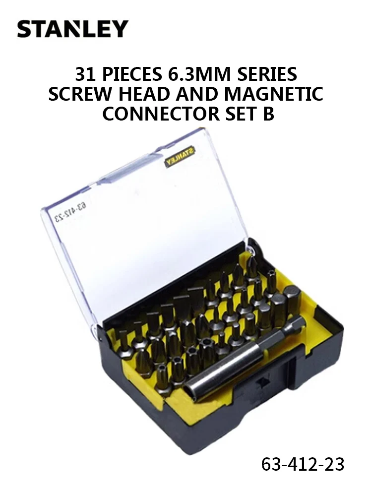 STANLEY 31 pieces 6.3MM series screw head and magnetic connector set B 63-412-23
STANLEY 31 pieces 6.3MM series screw head and magnetic connector set B 63-412-23