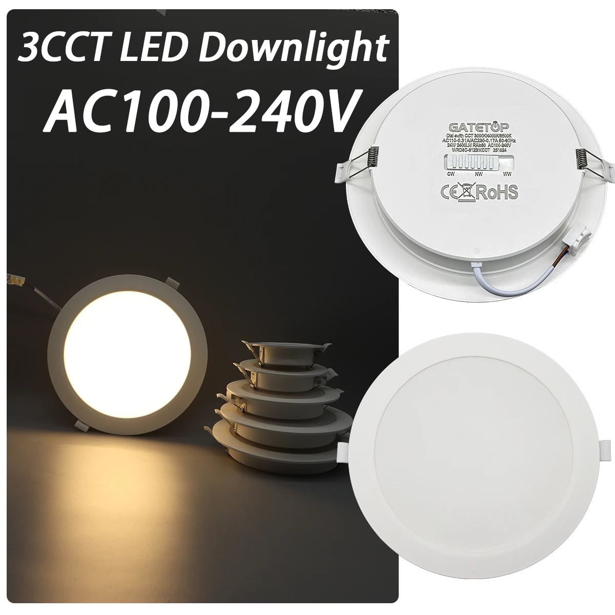 6PCS 3CCT 3000K/4000K/6500K Color Adjusted LED Downlight AC100-240V Dial Swich Ceiling Light 6W-24W Recessed Indoor Lighting
6PCS 3CCT 3000K/4000K/6500K Color Adjusted LED Downlight AC100-240V Dial Swich Ceiling Light 6W-24W Recessed Indoor Lighting
