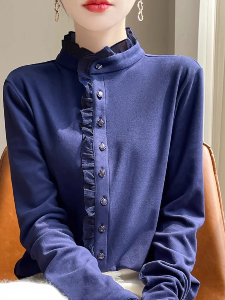 Осень 2024, роскошный женский кружевной воротник с цветочным принтом, топ с тонким базовым слоем, бархатный длинный све, круглый, на пуговицах 
Осень 2024, роскошный женский кружевной воротник с цветочным принтом, топ с тонким базовым слоем, бархатный длинный све, круглый, на пуговицах