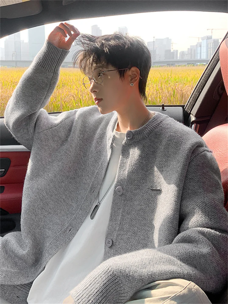 Grey Open Cardigan Sweater Men's Casual Loose Knitted Outerwear Spring Fashion Warmth Youthful Style round Neck Long Sleeve
Grey Open Cardigan Sweater Men's Casual Loose Knitted Outerwear Spring Fashion Warmth Youthful Style round Neck Long Sleeve