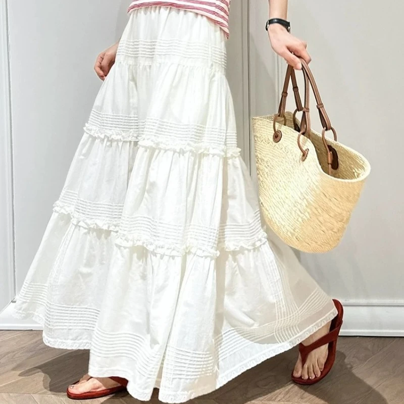 French-style High-waisted Elastic Waist A-line White Cotton Midi Skirt for Women
French-style High-waisted Elastic Waist A-line White Cotton Midi Skirt for Women