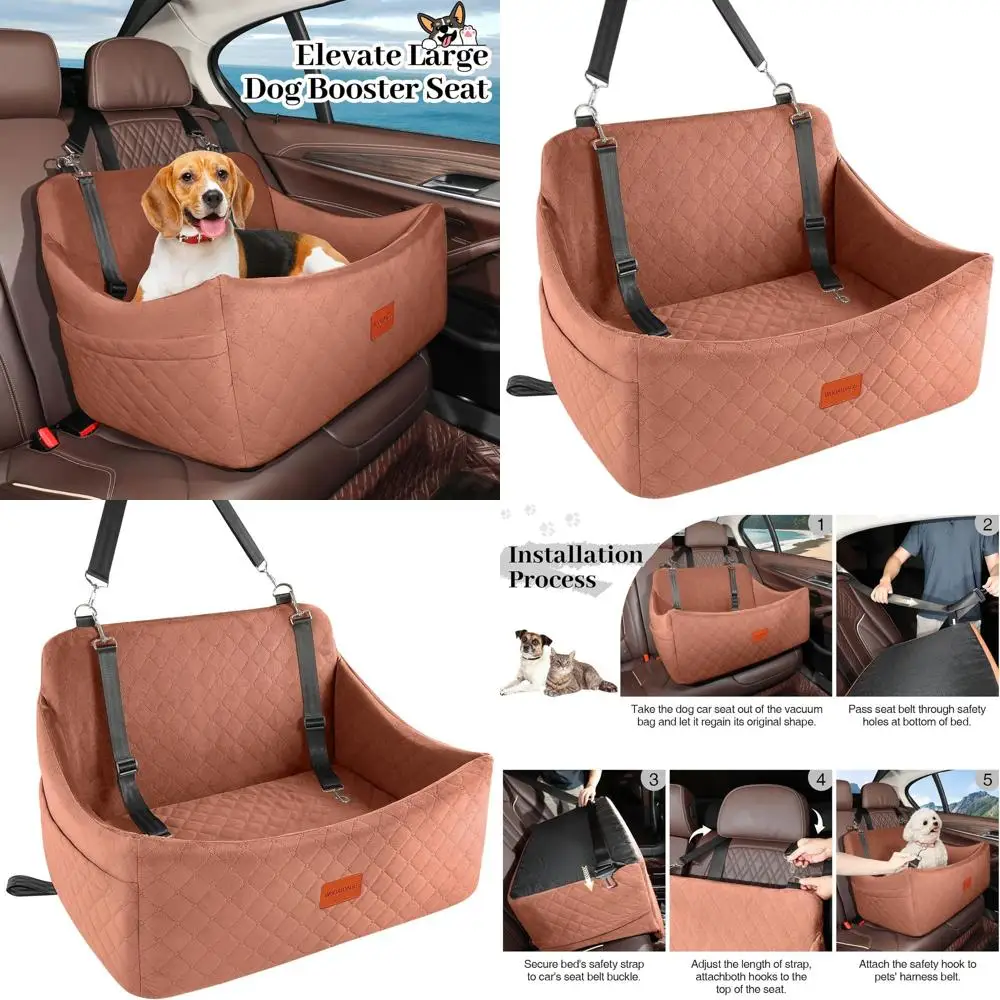 Large Dog Car Seat - Memory Foam Cushion, Washable Cover, Safety Straps, Non-Slip Base, Brown
Large Dog Car Seat - Memory Foam Cushion, Washable Cover, Safety Straps, Non-Slip Base, Brown