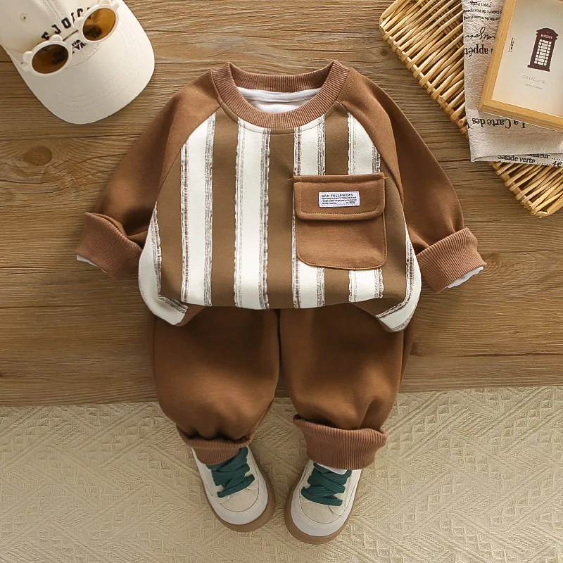 Boys Girls Sets 2025 Spring Autumn Korean Style Trendy Casual Vertical Striped Pocket Top Loose Two Piece Sets 
Boys Girls Sets 2025 Spring Autumn Korean Style Trendy Casual Vertical Striped Pocket Top Loose Two Piece Sets