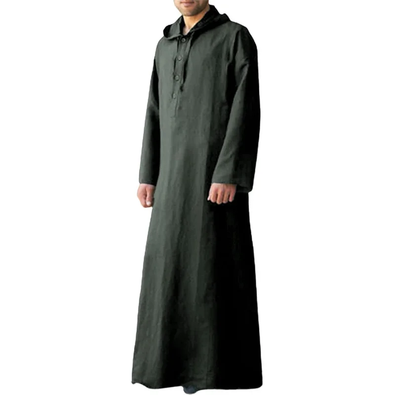 Men's 65% Cotton 35% Linen Hooded Kaftan, Long Sleeve Button Down Thobe, Loose Casual Gown with Pockets
Men's 65% Cotton 35% Linen Hooded Kaftan, Long Sleeve Button Down Thobe, Loose Casual Gown with Pockets