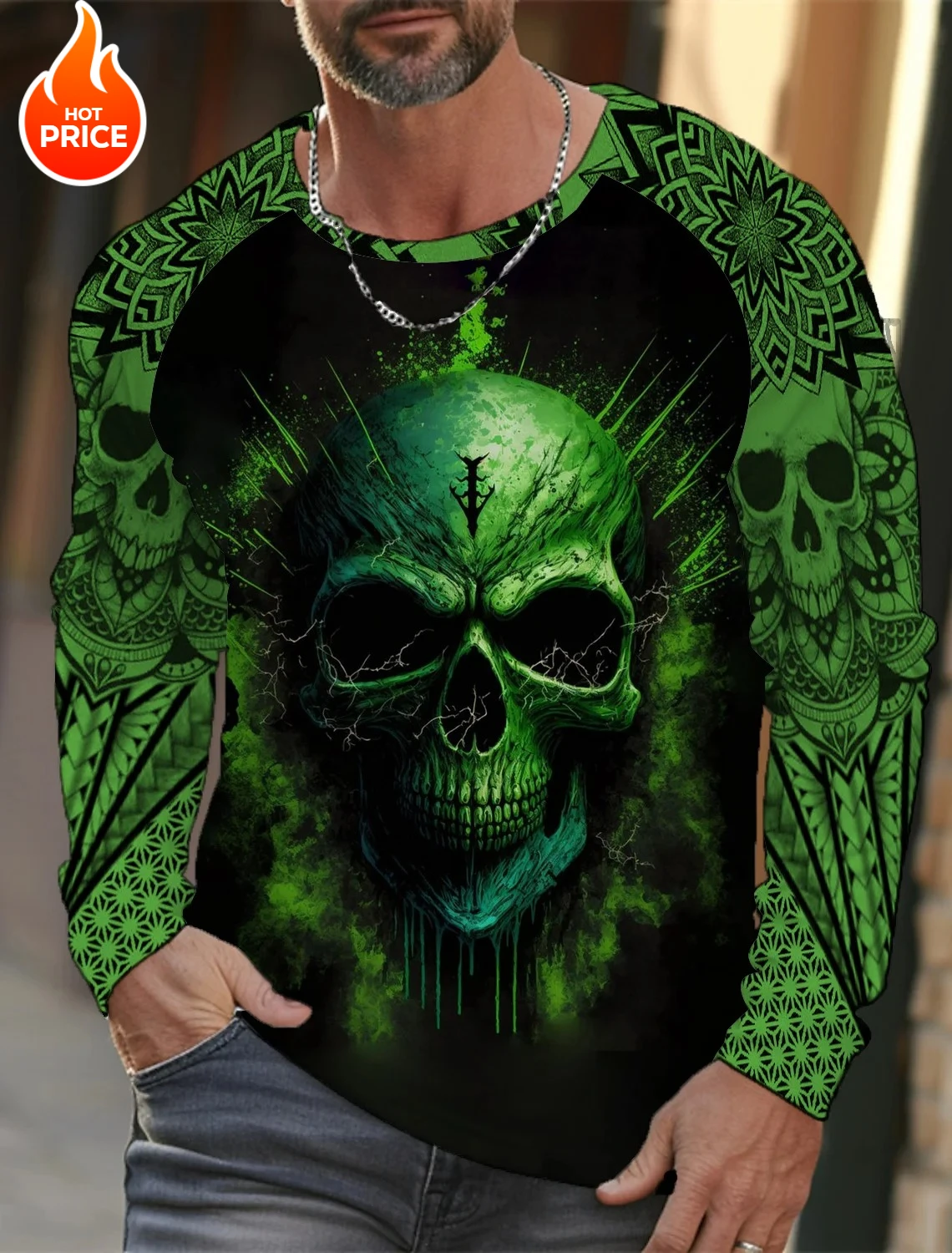 Men's Long-sleeved T-shirt 3D Printed High-definition Skull Stitching Printing Men's Autumn Tops Casual Round Neck Home Clothes
Men's Long-sleeved T-shirt 3D Printed High-definition Skull Stitching Printing Men's Autumn Tops Casual Round Neck Home Clothes