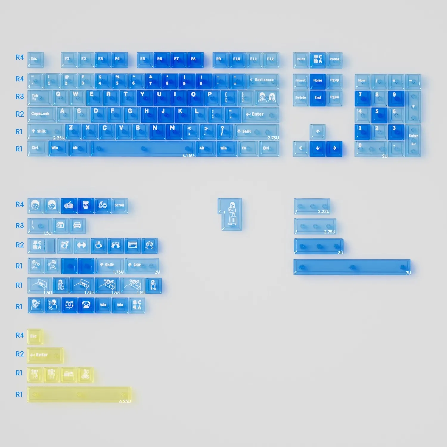 150 Keys Gradient Blue Ice Crystal Transparent Keycaps Cherry Profile UV pad print PC Keycaps For Cherry MX Mechanical Keyboard
150 Keys Gradient Blue Ice Crystal Transparent Keycaps Cherry Profile UV pad print PC Keycaps For Cherry MX Mechanical Keyboard