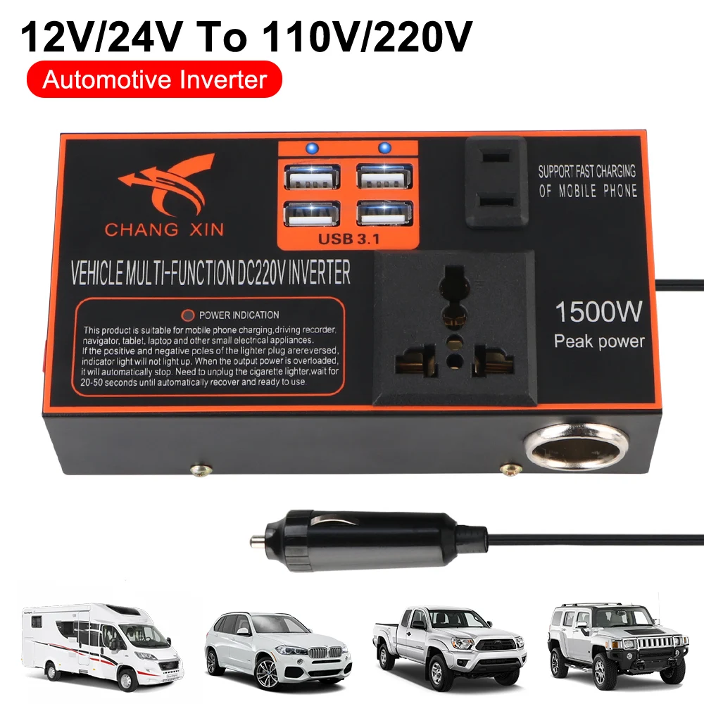 Car Inverter 8 Ports Cigarette Lighter Socket USB Chargers Power Adapter Converter DC 12V/24V to AC 110V/220V Cigar Lighter Plug
Car Inverter 8 Ports Cigarette Lighter Socket USB Chargers Power Adapter Converter DC 12V/24V to AC 110V/220V Cigar Lighter Plug