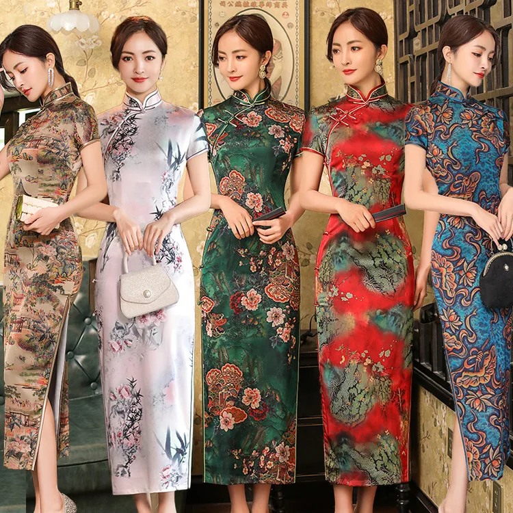 New Spring and Summer Cheongsam Long Dress Chinese Fashion Large Size Mom's Clothing Double Layer Performance Wear
New Spring and Summer Cheongsam Long Dress Chinese Fashion Large Size Mom's Clothing Double Layer Performance Wear