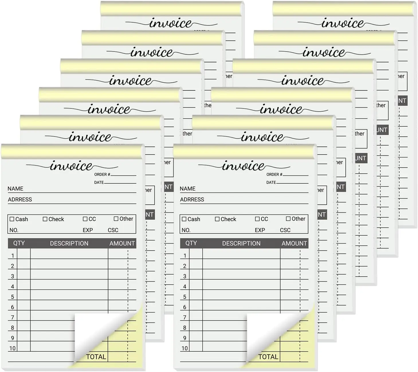 12 Pack Invoice Books for Small Business, 3.5x5.5 Inch 2 Part Carbonless Receipt Books with Duplicate Copy, 50 Sets Each Pad
12 Pack Invoice Books for Small Business, 3.5x5.5 Inch 2 Part Carbonless Receipt Books with Duplicate Copy, 50 Sets Each Pad