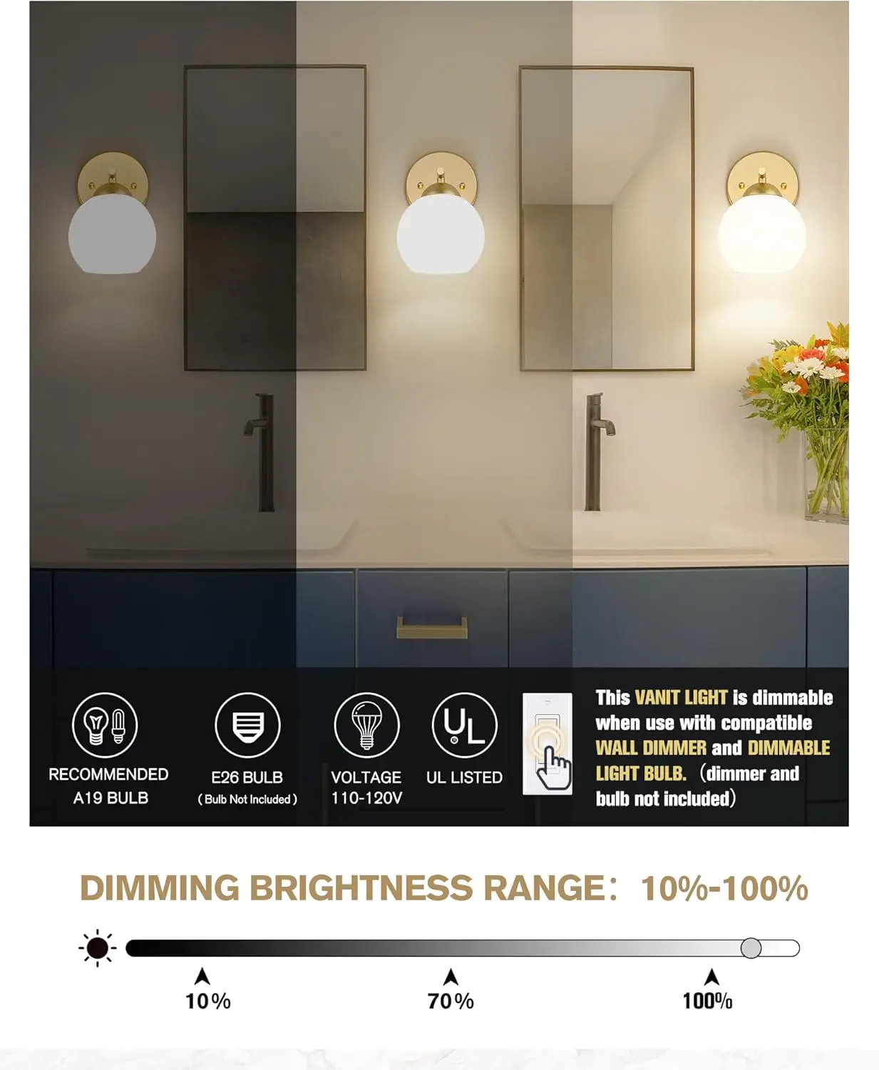 Emak Modern 2 Pack Globe Wall Sconce, Gold Vanity Light With Milk Glass Shade For Bathroom, Living Room, Pictures,
Emak Modern 2 Pack Globe Wall Sconce, Gold Vanity Light With Milk Glass Shade For Bathroom, Living Room, Pictures,