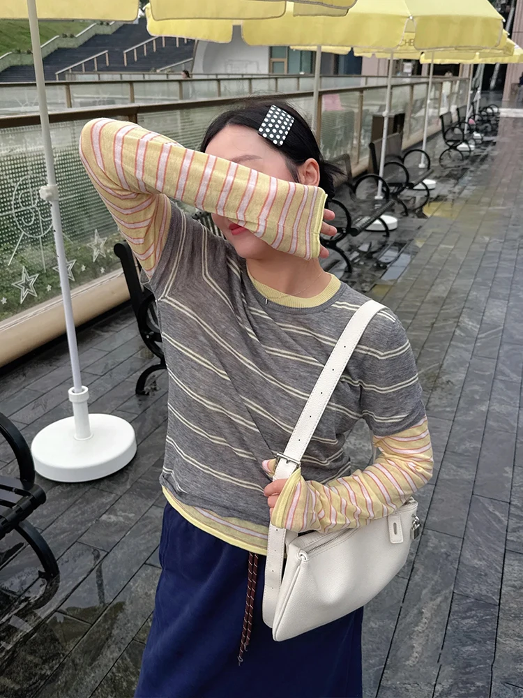 Облегающая полосатая футболка с длинными усами, женская футболка с базовым слоем, повседневная футболка для поездок на работу, дышащая шерстяная круглая футболка Ne Top
Облегающая полосатая футболка с длинными усами, женская футболка с базовым слоем, повседневная футболка для поездок на работу, дышащая шерстяная круглая футболка Ne Top