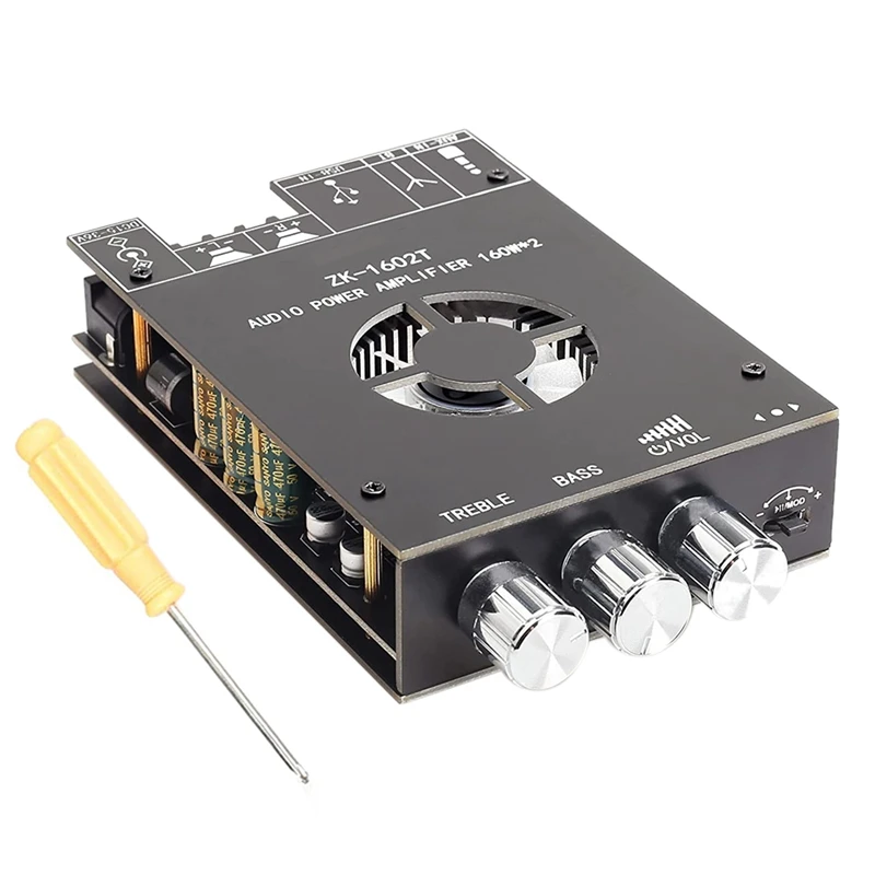 ABGZ-ZK-1602T 320W Power Amplifier Board With Subwoofer 2.0 Channel 160Wx2 15V-36V Audio Power Amplifier Module Black
ABGZ-ZK-1602T 320W Power Amplifier Board With Subwoofer 2.0 Channel 160Wx2 15V-36V Audio Power Amplifier Module Black