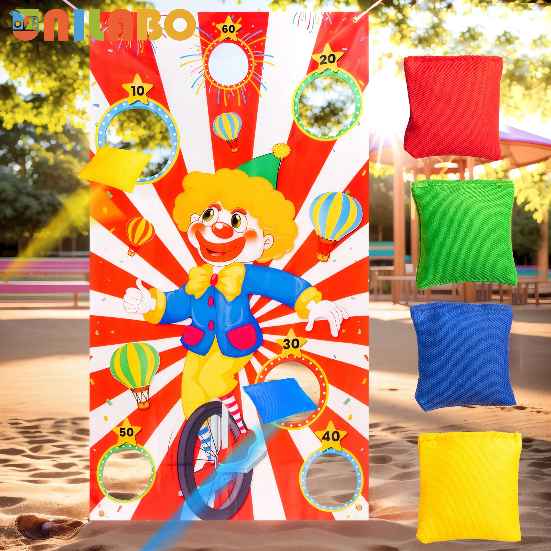Carnival Toss Game Banner with 4 Bean Bags for Family Indoor Outdoor Activities Circus Theme Birthday Party Decoration Supply
Carnival Toss Game Banner with 4 Bean Bags for Family Indoor Outdoor Activities Circus Theme Birthday Party Decoration Supply