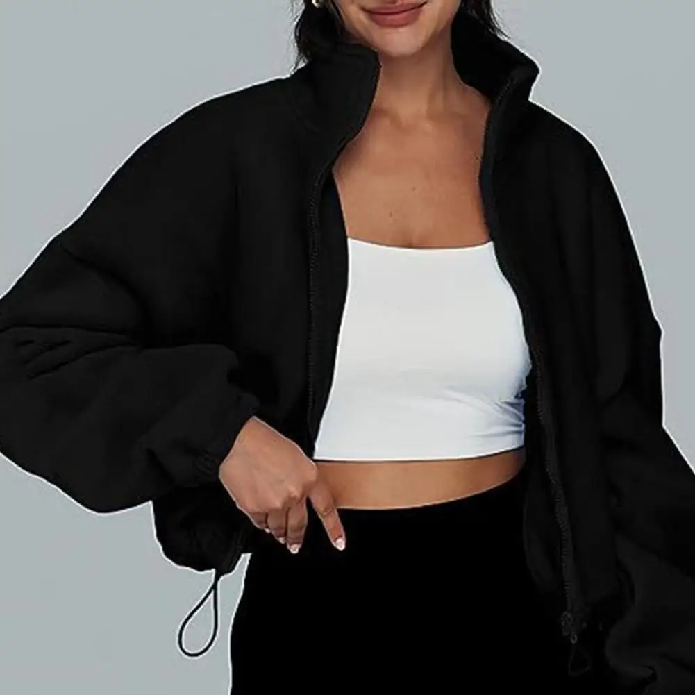 Women Fall Winter Coat Zipper Closure Thick Warm Cardigan Stand Collar Soft Plush Casual Drawstring Lady Jacket
Women Fall Winter Coat Zipper Closure Thick Warm Cardigan Stand Collar Soft Plush Casual Drawstring Lady Jacket