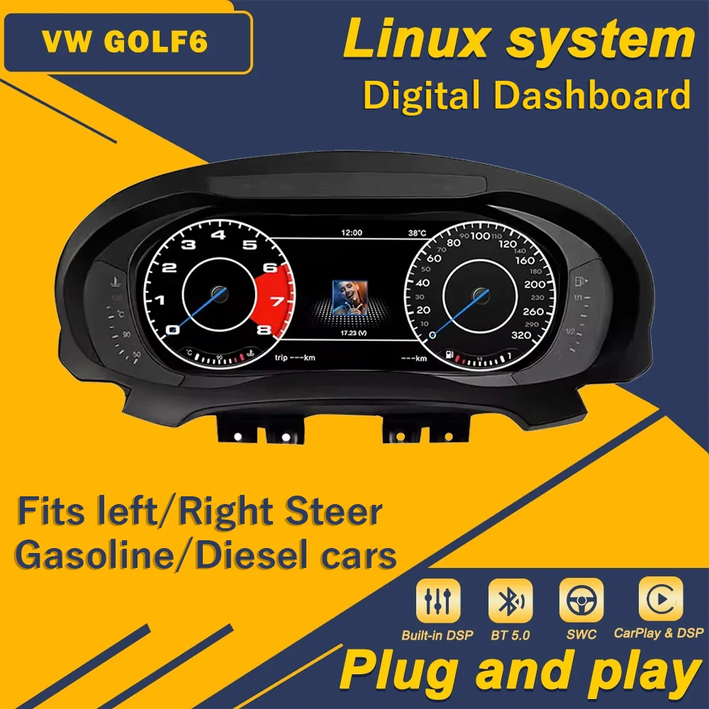 10.25 Inch Digital Instrument Panel Digital Dashboard Cluster Suitable for 2009-2013 VW Golf 6
10.25 Inch Digital Instrument Panel Digital Dashboard Cluster Suitable for 2009-2013 VW Golf 6