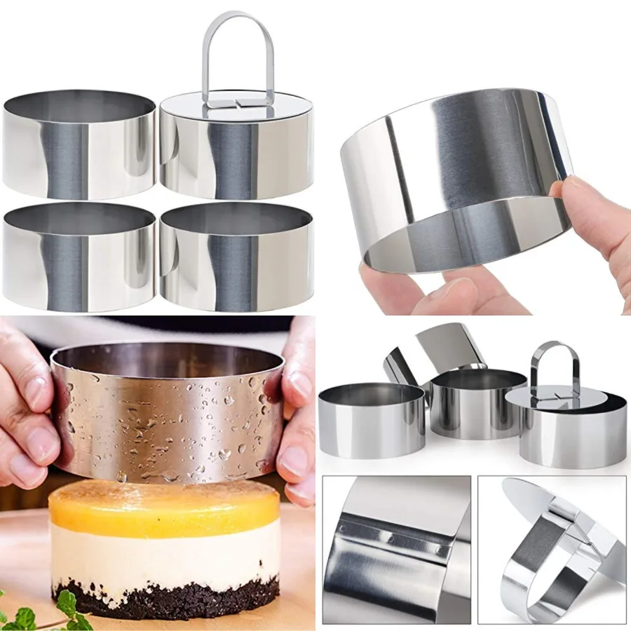 Round Cake Rg Mold, Staless Steel 3 Cookg Crumpet Rgs 1 Pusher Food Form, Tuna Tartare Mold for Pancake, Salad, Mousse
Round Cake Rg Mold, Staless Steel 3 Cookg Crumpet Rgs 1 Pusher Food Form, Tuna Tartare Mold for Pancake, Salad, Mousse