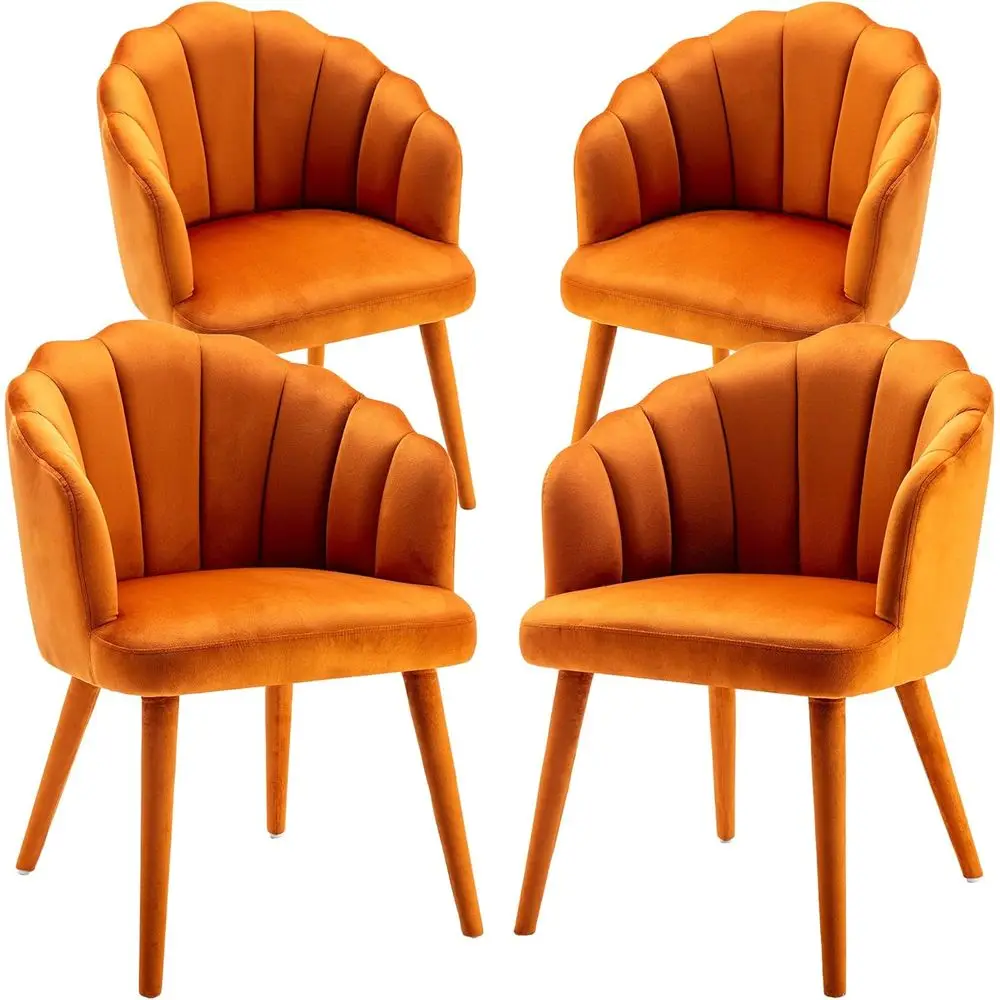 Set of 4 Velvet Accent Chairs with Upholstered Wood Legs for Home Kitchen Living Room, Orange
Set of 4 Velvet Accent Chairs with Upholstered Wood Legs for Home Kitchen Living Room, Orange