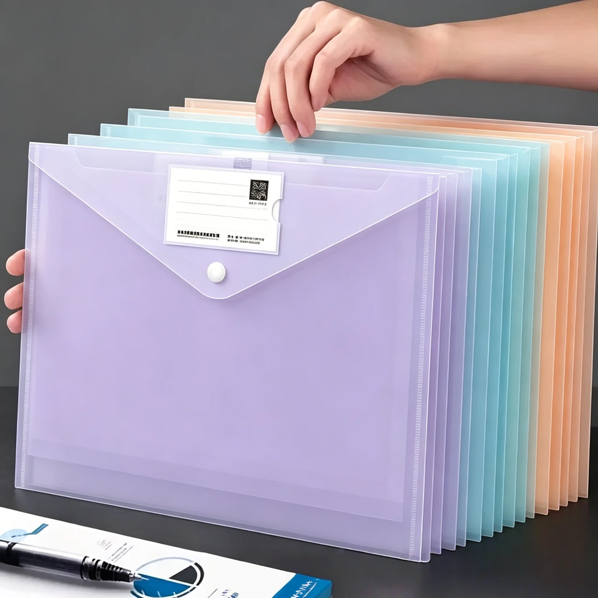 5/10/20Pcs A4 Transparent Plastic File Folders with Snap Closure Document Organizer Bag with Label Pocket File Envelopes
5/10/20Pcs A4 Transparent Plastic File Folders with Snap Closure Document Organizer Bag with Label Pocket File Envelopes