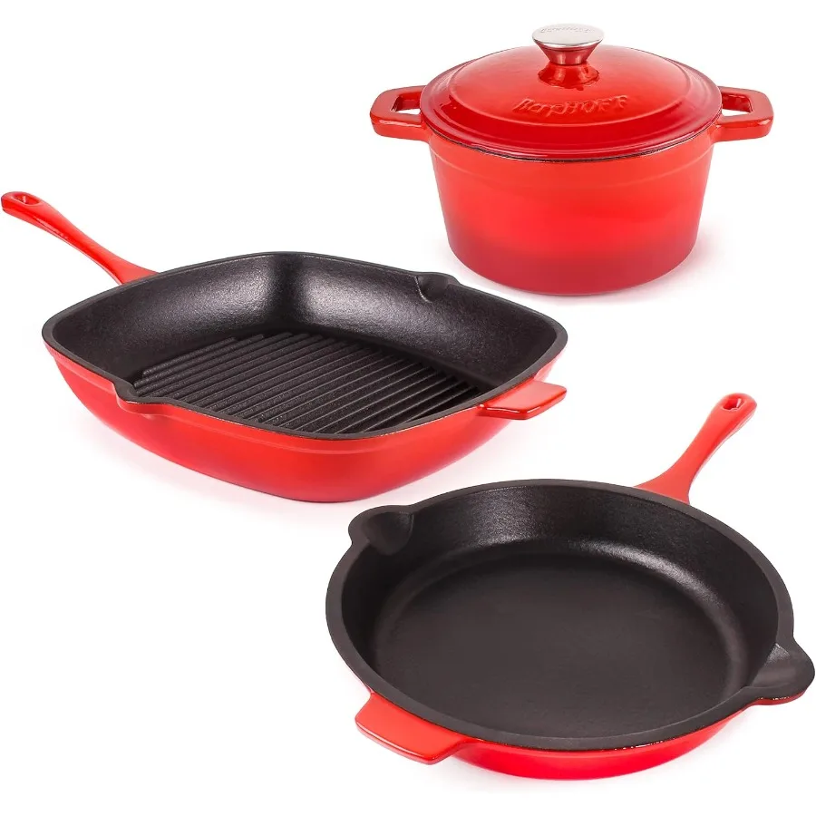 Neo 4Pc Enameled Cast Iron Cookware Set Grill Pan 11 inches Fry Pan 10 inches 3qt. Dutch Oven Matching Lid Fast Evenly Heat Ove
Neo 4Pc Enameled Cast Iron Cookware Set Grill Pan 11 inches Fry Pan 10 inches 3qt. Dutch Oven Matching Lid Fast Evenly Heat Ove