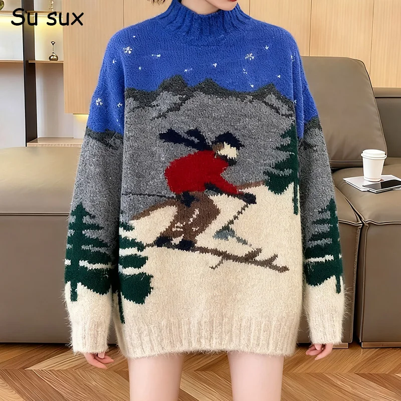 Christmas Sweater Cute Mock Neck Knitted Pullover Knitwear Woman Y2k Clothes Casual Long Sleeve Tops Vestidos Streetwear Bust118
Christmas Sweater Cute Mock Neck Knitted Pullover Knitwear Woman Y2k Clothes Casual Long Sleeve Tops Vestidos Streetwear Bust118