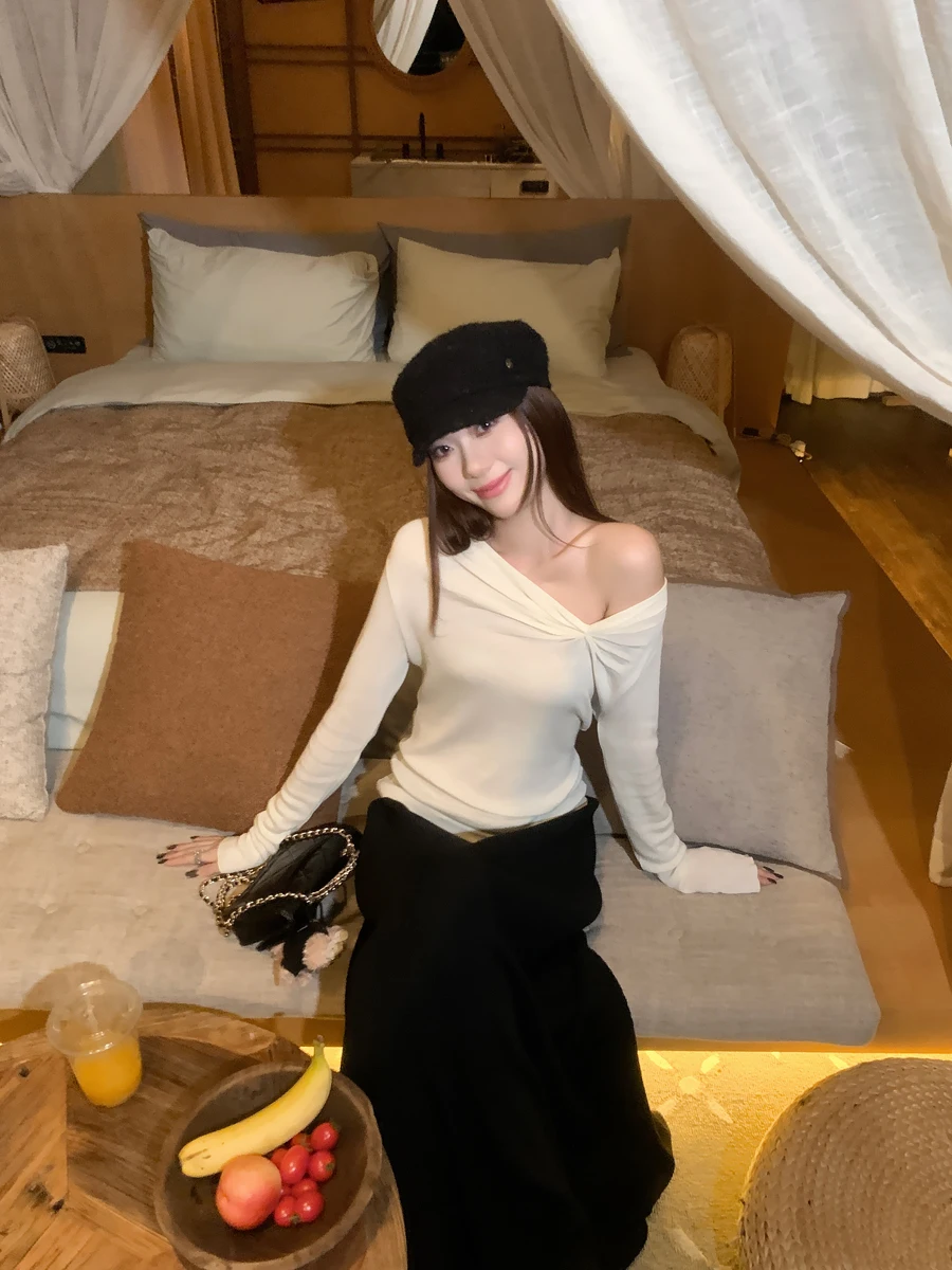 Ele Fit Women's Knitted Top Silk Blend Asymmetrical oulder Long Sve Base irt Inner Wear Autumn New Sle
Ele Fit Women's Knitted Top Silk Blend Asymmetrical oulder Long Sve Base irt Inner Wear Autumn New Sle