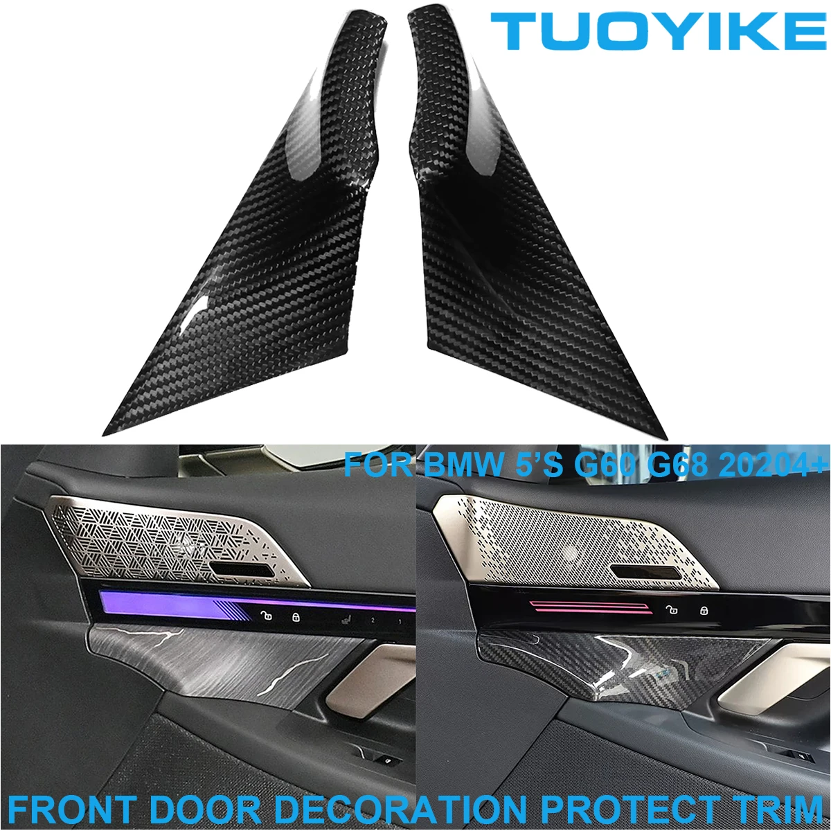 Car Real Dry Carbon Fiber Interior Front Door Decoration Panel Protection Trim Frame Sticker For BMW 5-Series G60 G68 2024+
Car Real Dry Carbon Fiber Interior Front Door Decoration Panel Protection Trim Frame Sticker For BMW 5-Series G60 G68 2024+