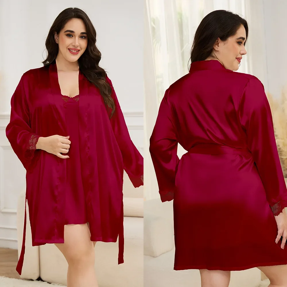 Женский комплект-двойной халат больших размеров, ночная рубашка, весна-лето, новая одежда для сна, кимоно, халат, сексуальное кружевное ночное платье на тонких бретельках
Женский комплект-двойной халат больших размеров, ночная рубашка, весна-лето, новая одежда для сна, кимоно, халат, сексуальное кружевное ночное платье на тонких бретельках
