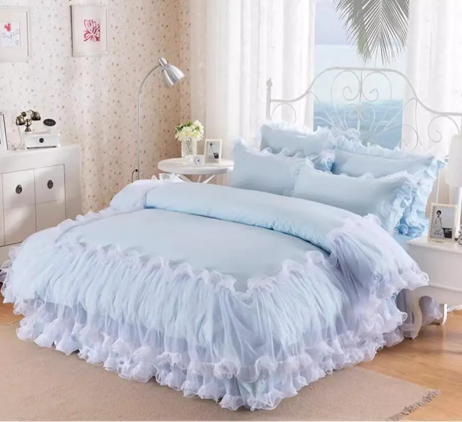Solid Color Lace Bedding Set for Girls Princess Bedspread Duvet Cover Bed Skirt Pillowcases Home Textile King Queen Size
Solid Color Lace Bedding Set for Girls Princess Bedspread Duvet Cover Bed Skirt Pillowcases Home Textile King Queen Size
