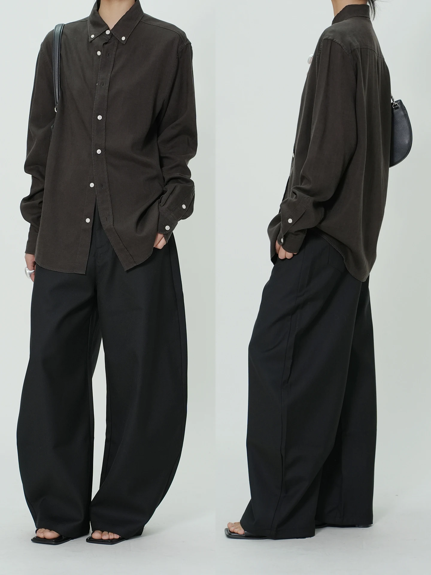 AIRROOM Slimming Black Minimalist Style Wide Leg Pants Casual Trousers for Women Commute Style Natural Waist Button Closure
AIRROOM Slimming Black Minimalist Style Wide Leg Pants Casual Trousers for Women Commute Style Natural Waist Button Closure