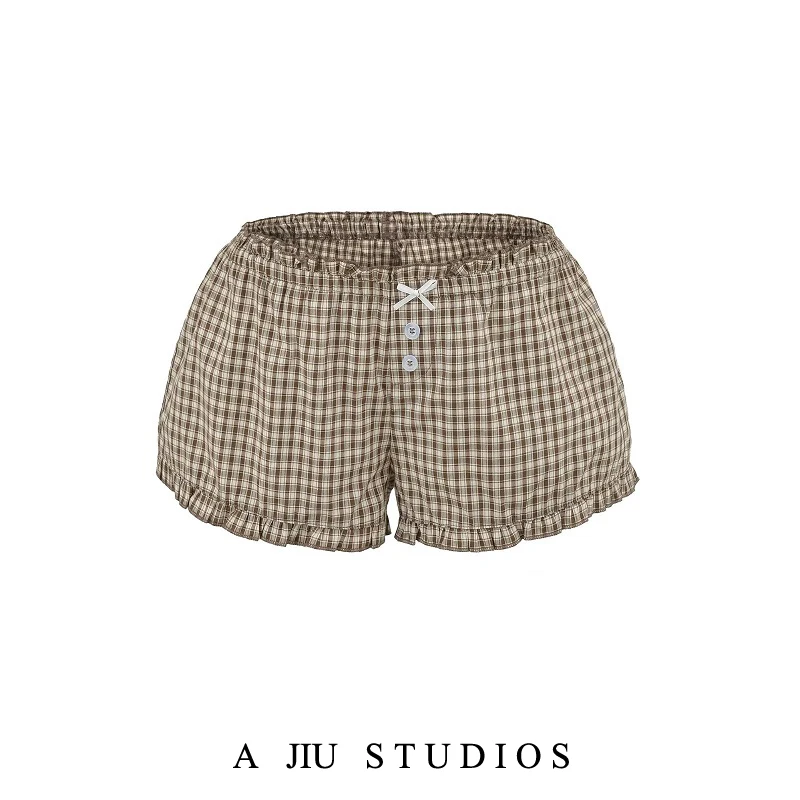 American BM Style Plaid Elastic Waist Straight Leg Short Pants Women Summer Knot Casual Wide Leg Hot Pants
American BM Style Plaid Elastic Waist Straight Leg Short Pants Women Summer Knot Casual Wide Leg Hot Pants
