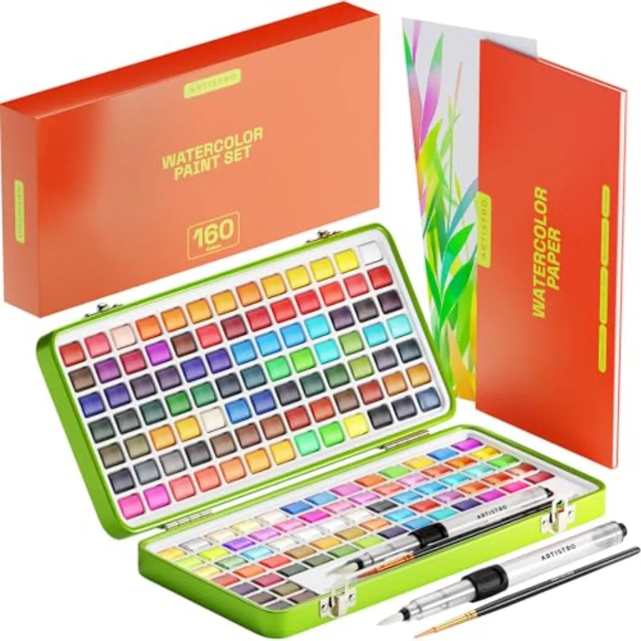 Watercolor Paint Set 160 Colors - Vivid, Metallic and Neon, Portable Travel Set for and Adults
Watercolor Paint Set 160 Colors - Vivid, Metallic and Neon, Portable Travel Set for and Adults