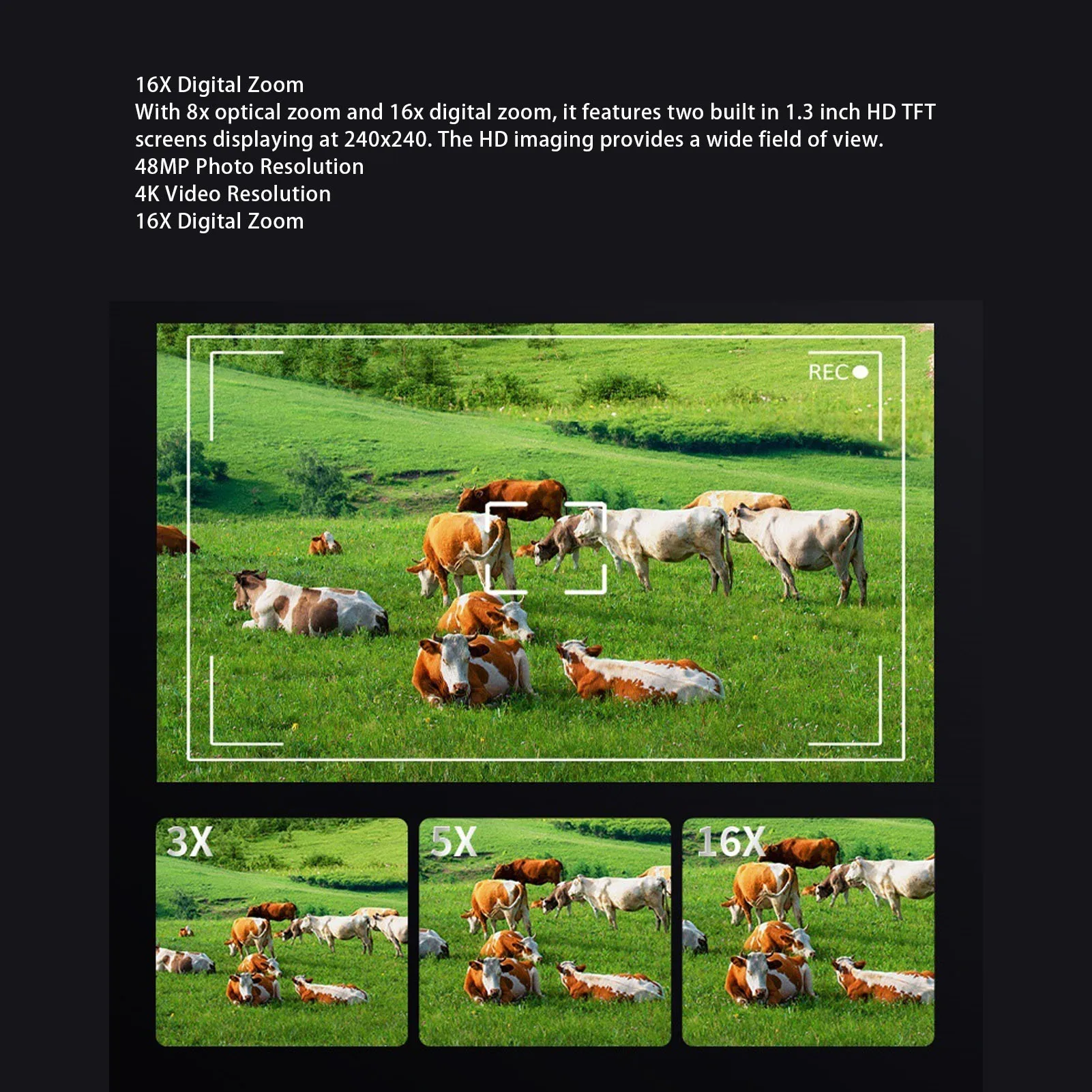 Digital Binoculars 1.3 Inch Double Screen 4K 8x Optical and 16x Digital Zooming Head Mounted Video Binoculars Camera
Digital Binoculars 1.3 Inch Double Screen 4K 8x Optical and 16x Digital Zooming Head Mounted Video Binoculars Camera