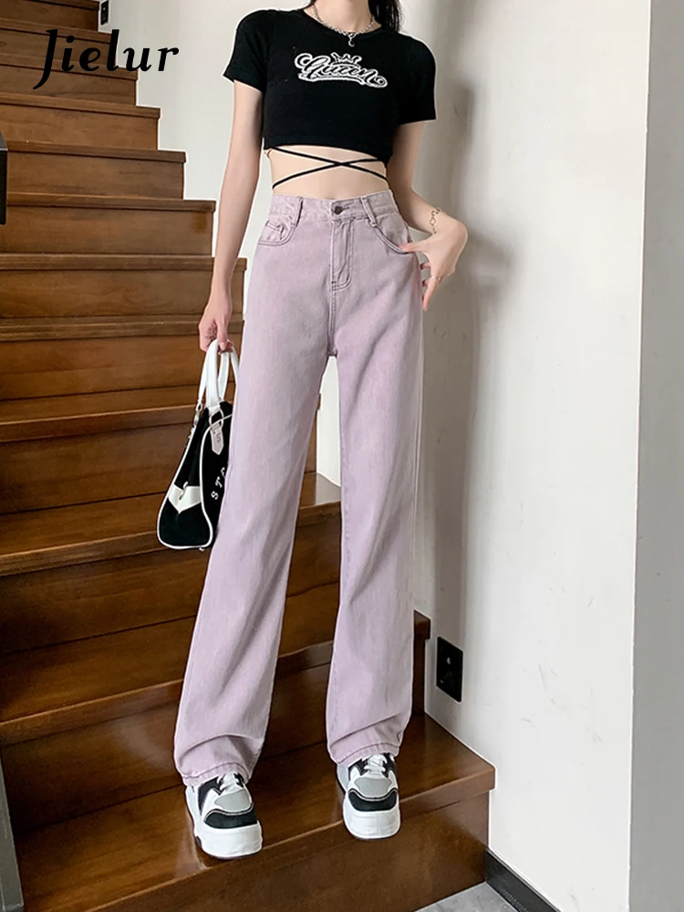 Jielur Light Purple Jeans Woman High Waist Loose Casual Pants Female New Korean Fashion Slim Straight Wide Leg Jeans for Women
Jielur Light Purple Jeans Woman High Waist Loose Casual Pants Female New Korean Fashion Slim Straight Wide Leg Jeans for Women