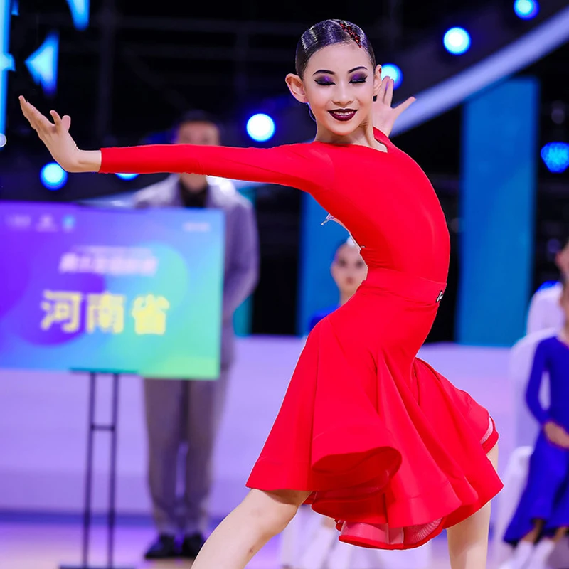 Girls Latin Dance Competition Dress Long Sleeve Tops Red Skirt Suit Professional Rumba Practice Clothing Samba Costumes DWY8191
Girls Latin Dance Competition Dress Long Sleeve Tops Red Skirt Suit Professional Rumba Practice Clothing Samba Costumes DWY8191