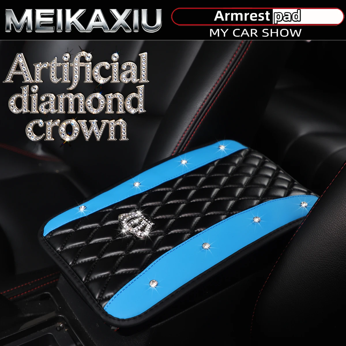 Women's Glittering PU Leather Car Console Cover Pad Embroidered with Artificial Diamonds And Metal Crown BlingBling Car Accessor
Women's Glittering PU Leather Car Console Cover Pad Embroidered with Artificial Diamonds And Metal Crown BlingBling Car Accessor