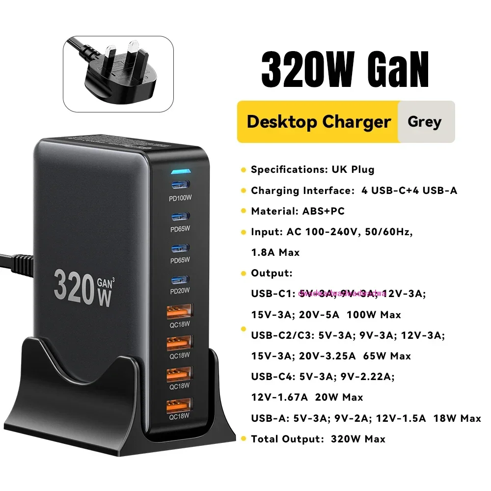 For 16 15 14 iPad MacBook Laptop Essager 320W GaN Charger 8Port USB Type C Desktop Charging Station PD 100W Fast Charging
For 16 15 14 iPad MacBook Laptop Essager 320W GaN Charger 8Port USB Type C Desktop Charging Station PD 100W Fast Charging