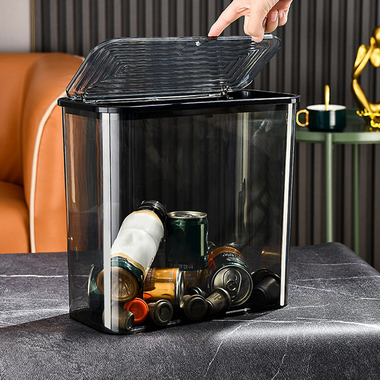 Clear Trash Can With Lid Stylish Plastic Wastebasket For Kitchen Living Room Organization
Clear Trash Can With Lid Stylish Plastic Wastebasket For Kitchen Living Room Organization