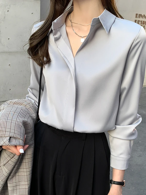 High-End Silk Women's Shirt Anti-Wrinkle No-Iron Satin Straight Cut Long Sleeve Collar Regular Thickness Spring Season
High-End Silk Women's Shirt Anti-Wrinkle No-Iron Satin Straight Cut Long Sleeve Collar Regular Thickness Spring Season