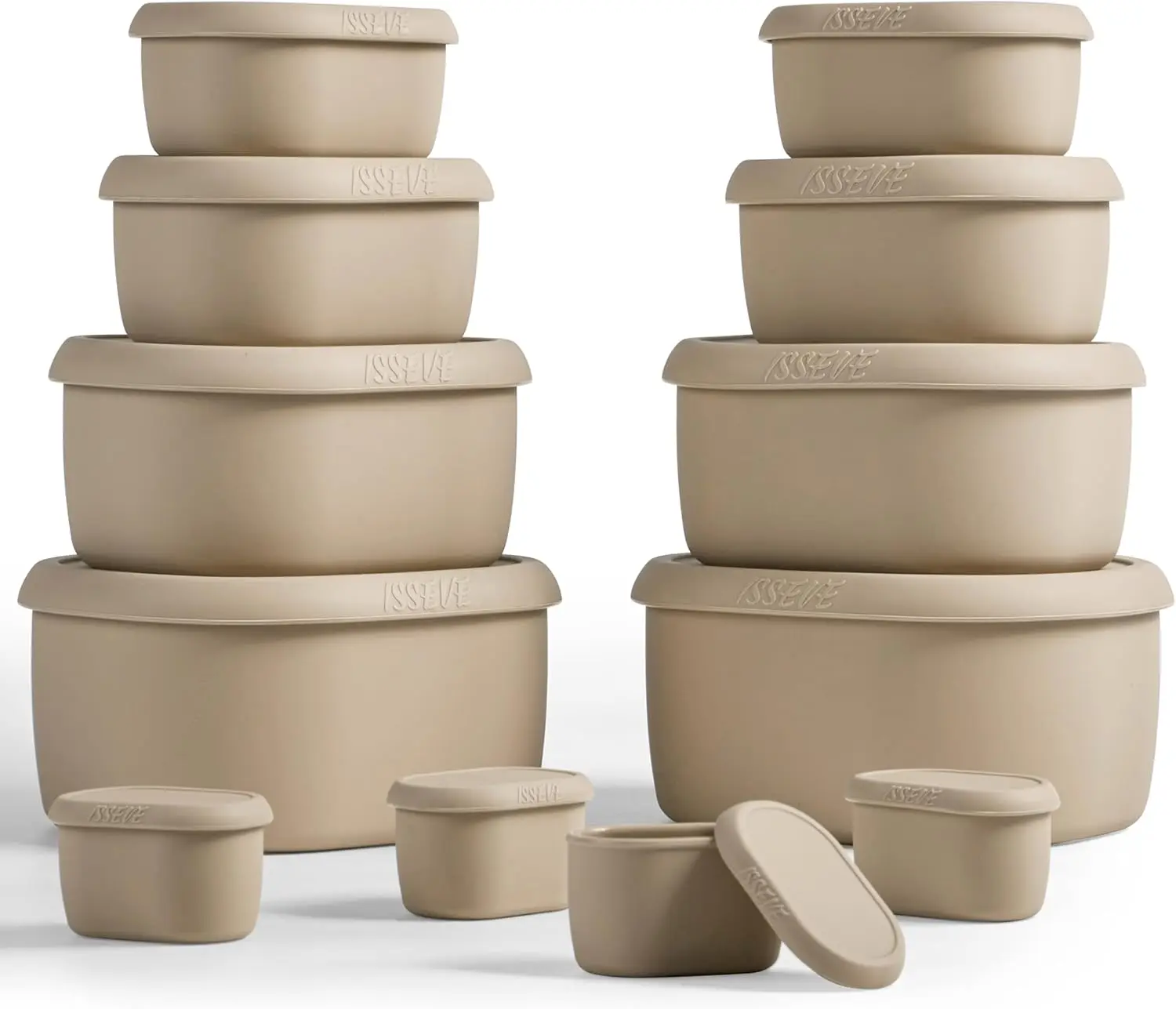 12-Piece Nesting Silicone Food Storage Containers with Lids, BPA-Free, Airtight, Dishwasher Safe (33.8oz to 1.3oz) in Beige
12-Piece Nesting Silicone Food Storage Containers with Lids, BPA-Free, Airtight, Dishwasher Safe (33.8oz to 1.3oz) in Beige