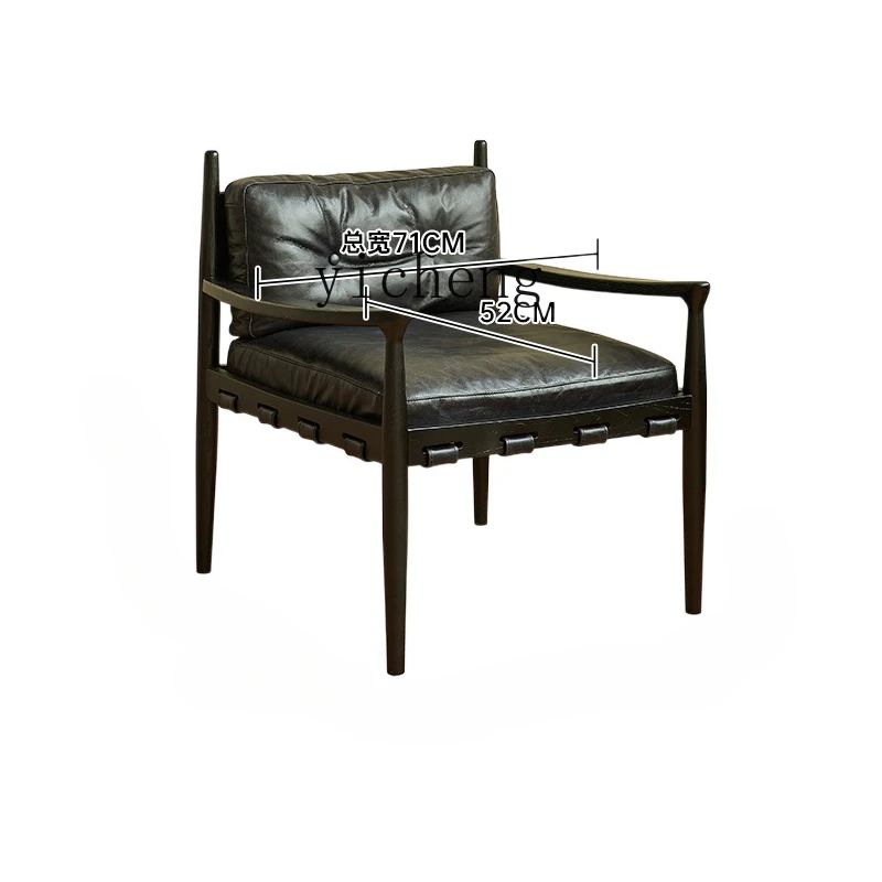 ZC Retro Single Solid Wood Sofa Chair Living Room Designer Black Leather Lounge Chair
ZC Retro Single Solid Wood Sofa Chair Living Room Designer Black Leather Lounge Chair