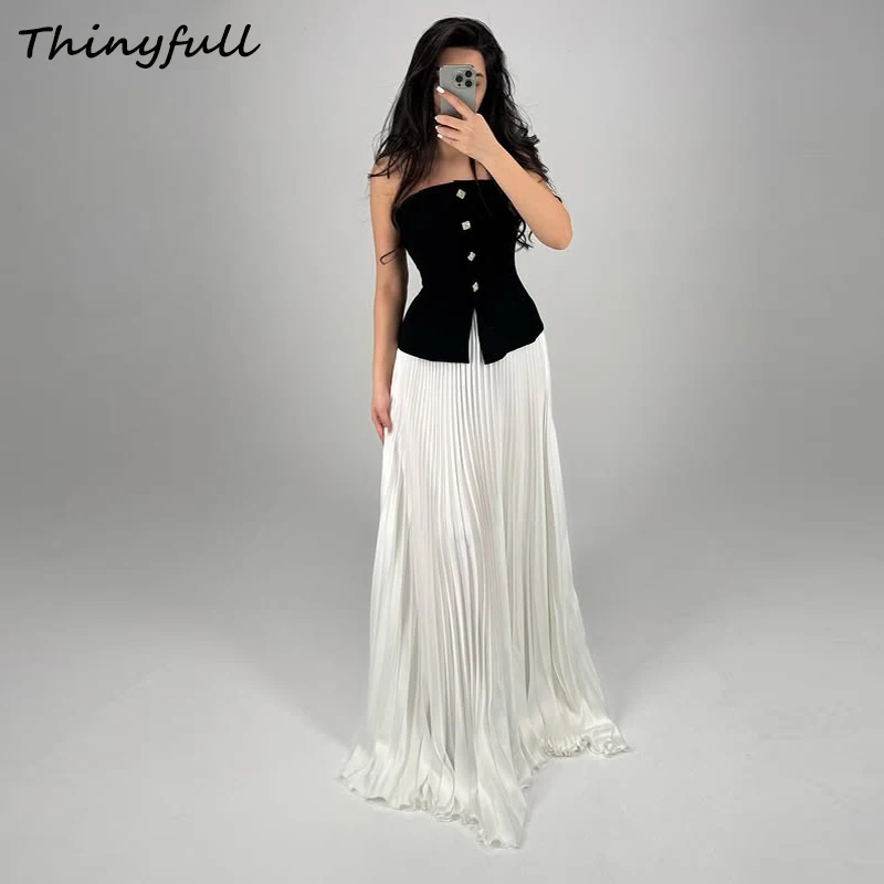 Thinyfull A-line Satin Arab Prom Dresses Strapless Sleeveless Ruched Evening Gown Long Formal Dress Robe De Soirée Customized
Thinyfull A-line Satin Arab Prom Dresses Strapless Sleeveless Ruched Evening Gown Long Formal Dress Robe De Soirée Customized 