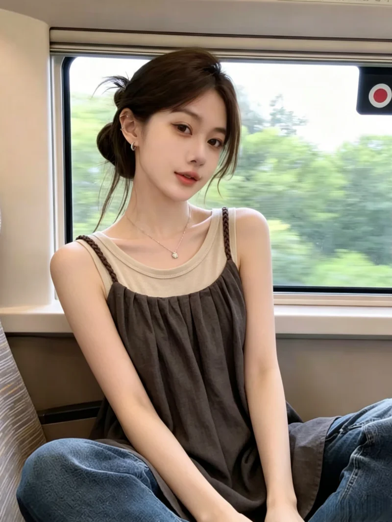 Summer New Style Gentle Wind Knitted Sleeveless Vest Two-Piece Set Color Block Self-Keeping Commute Korean Version Straight Cut
Summer New Style Gentle Wind Knitted Sleeveless Vest Two-Piece Set Color Block Self-Keeping Commute Korean Version Straight Cut