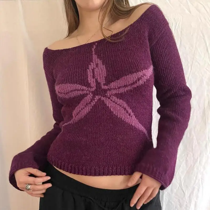 Men's Knitted Sweater oulder Bared Women's Print Coolmax Fiber Ciwalk Collar Nine Sve Length Deformable
Men's Knitted Sweater oulder Bared Women's Print Coolmax Fiber Ciwalk Collar Nine Sve Length Deformable