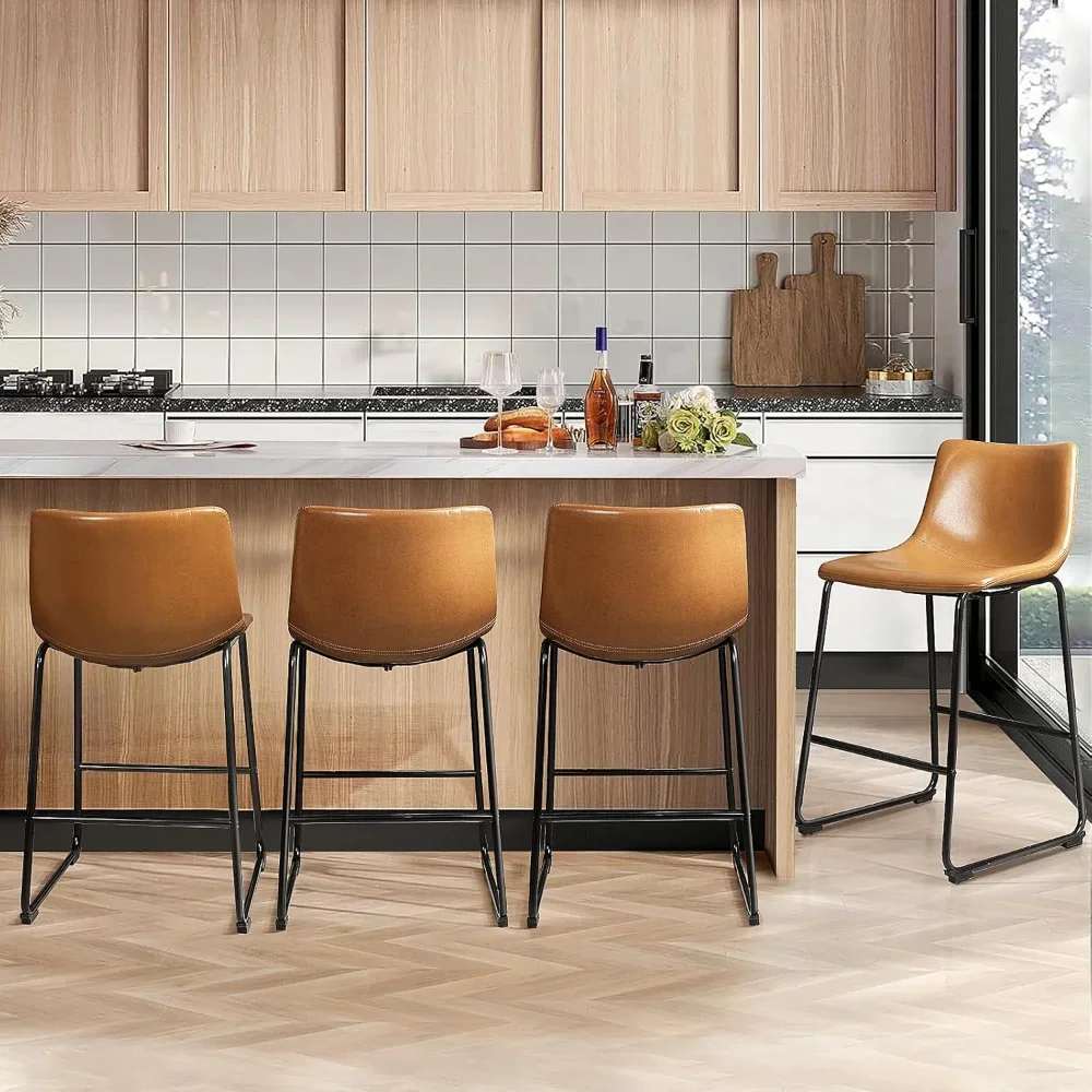 26 inch Bar Stools Set of 4,Counter Height Bar Stools with Back, Modern PU Leather Stools with Metal Leg and Footrest
26 inch Bar Stools Set of 4,Counter Height Bar Stools with Back, Modern PU Leather Stools with Metal Leg and Footrest