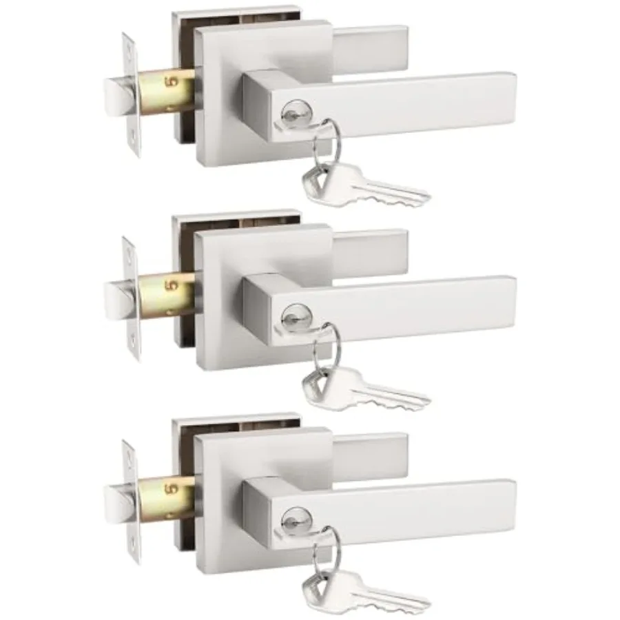 Keyed Entry Door Handles, Door Knobs with Lock and Key Satin Door Lockset for Gate/Garage/Front Doors Same Key
Keyed Entry Door Handles, Door Knobs with Lock and Key Satin Door Lockset for Gate/Garage/Front Doors Same Key