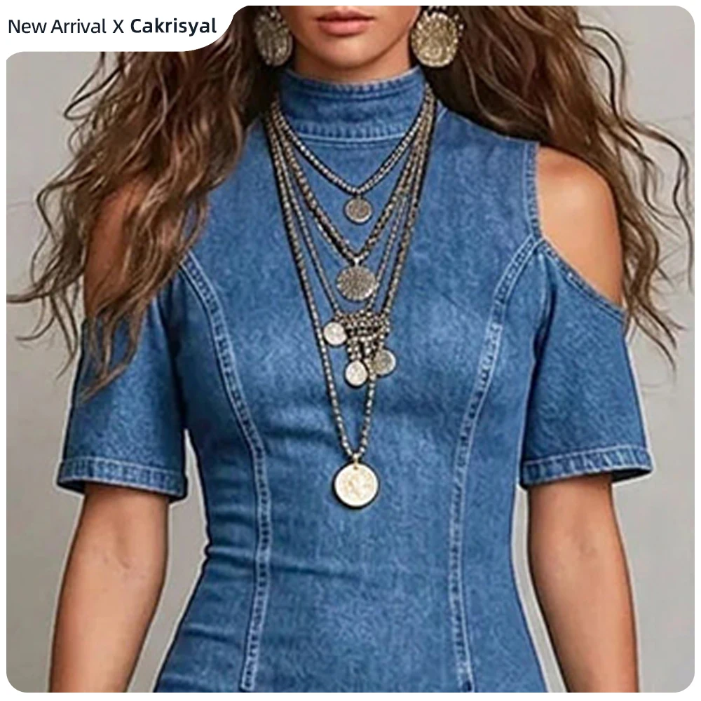 Women's Denim Patchwork Mesh Maxi Dress Elegant Off Shoulder Pleated Sheer Mesh Ruffle Hem Streetwear Chic Fishtail Long Dresses
Women's Denim Patchwork Mesh Maxi Dress Elegant Off Shoulder Pleated Sheer Mesh Ruffle Hem Streetwear Chic Fishtail Long Dresses