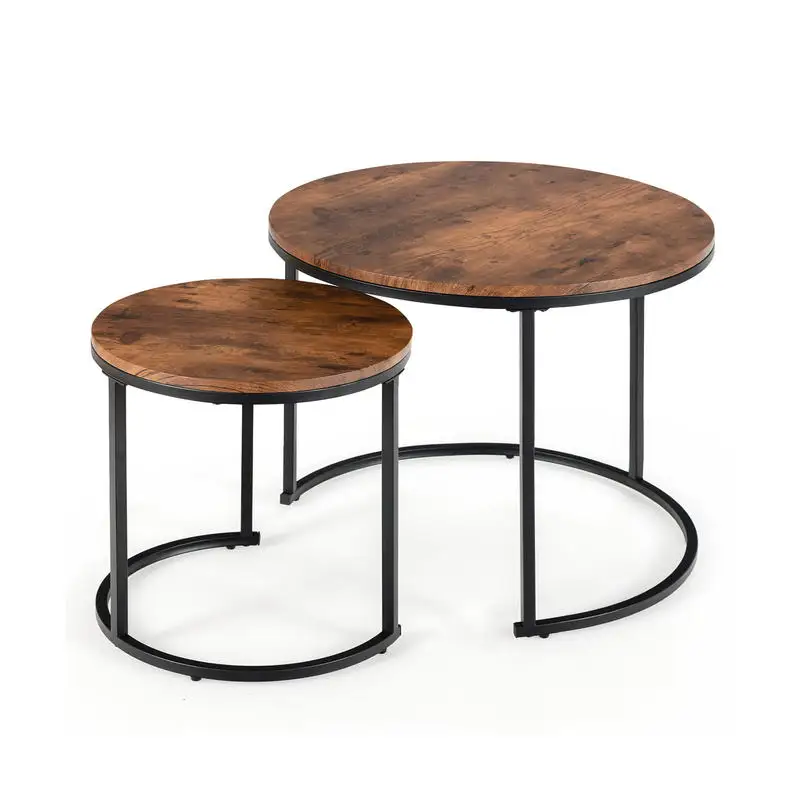 Set of 2 Round Nesting Coffee Table with Wooden Tabletop & Powder-coated Steel Frame for Living Room
Set of 2 Round Nesting Coffee Table with Wooden Tabletop & Powder-coated Steel Frame for Living Room