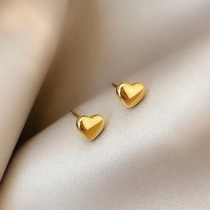 Small Cute Heart Stainless Steel Stud Earrings Golden Jewelry Accessory for Women Girls Gift
Small Cute Heart Stainless Steel Stud Earrings Golden Jewelry Accessory for Women Girls Gift