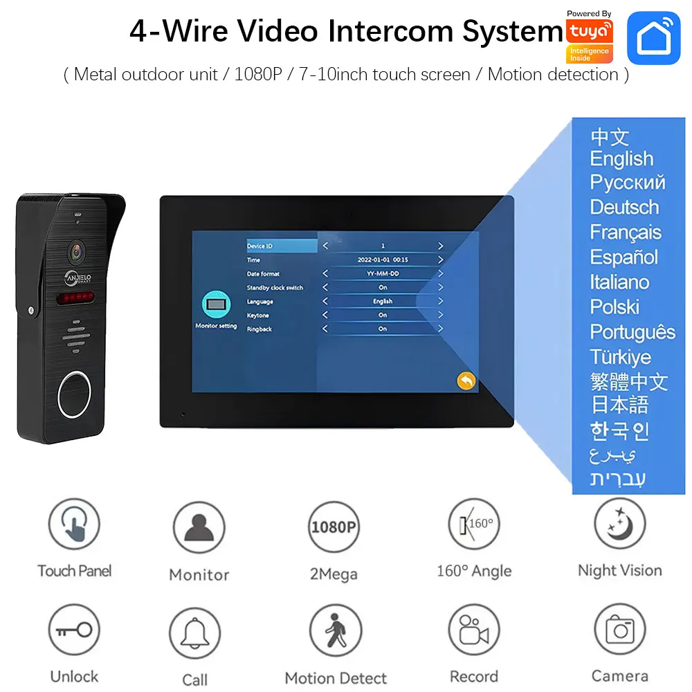 7-дюймовая 10-видеодомофонная система для дома 1080P Tuya Smart WIFI видеокамера дверного звонка 160 ° Вид с сенсорным монитором
7-дюймовая 10-видеодомофонная система для дома 1080P Tuya Smart WIFI видеокамера дверного звонка 160 ° Вид с сенсорным монитором