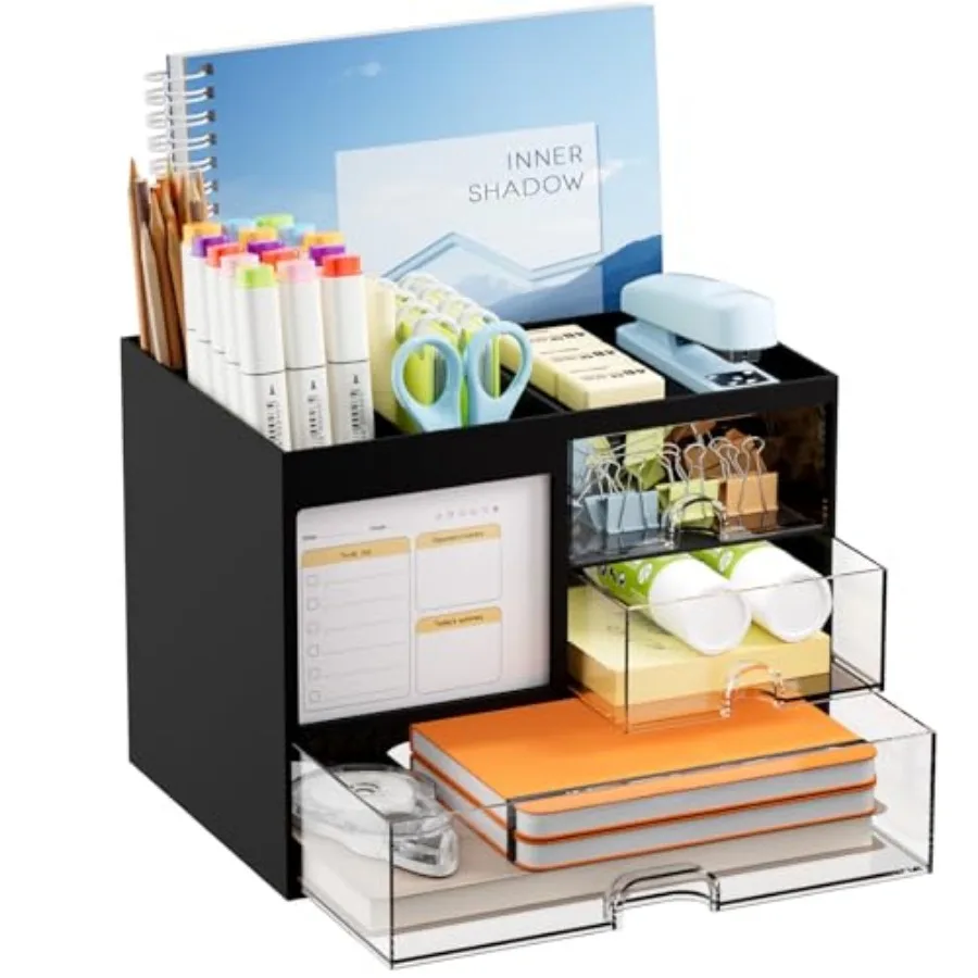 Desk Organizer with 3 Drawer, Multi-Functional Pencil Pen Holder for Desk, Desk Organizers and Accessories with 4 Compartments,
Desk Organizer with 3 Drawer, Multi-Functional Pencil Pen Holder for Desk, Desk Organizers and Accessories with 4 Compartments,